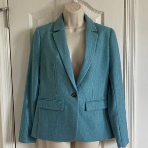 LOFT Women's Teal Herring Bone Blazer